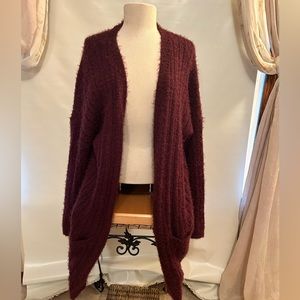 Super cozy and cozy wine colored cardigan by So. Oversized XL.